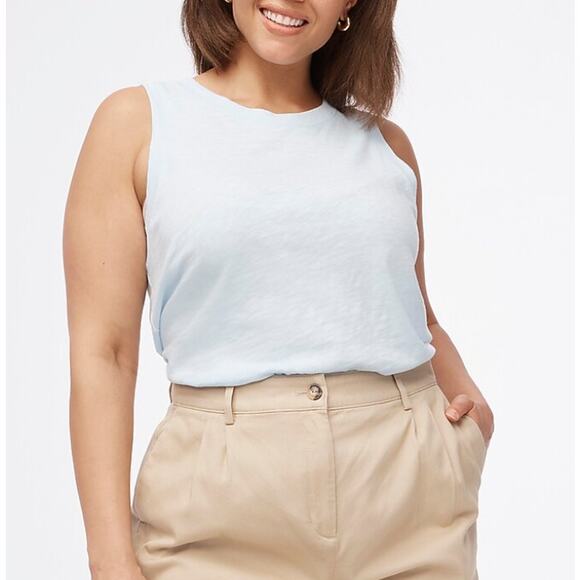 J.Crew Girlfriend Tank Top WMNS M White Crew Neck Lightweight Loose Fit Pullover - Picture 1 of 6